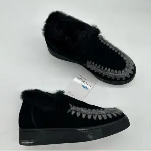 AQUA COLLEGE Women's Albina Waterproof Moccasins faux fur lining black size 7.5