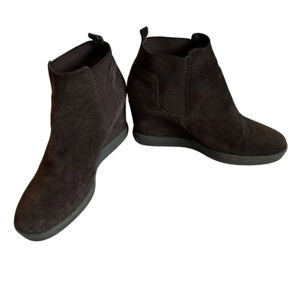 Aquatalia Claire Brown Waterproof Wedge Italy Ankle Bootie Boots SZ 12 NEW $395