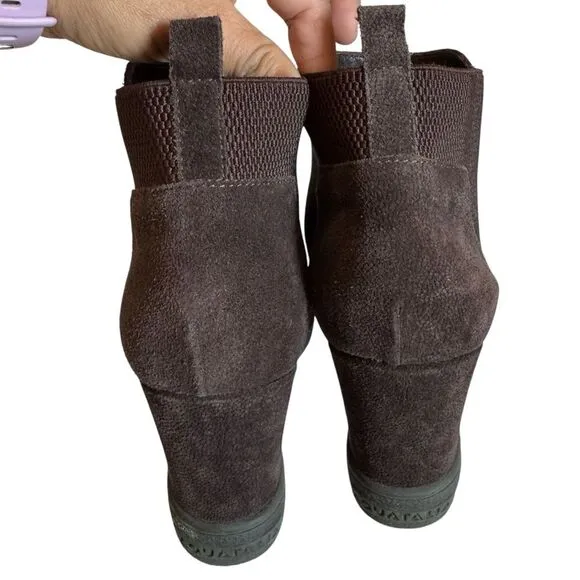 Aquatalia Claire Brown Waterproof Wedge Italy Ankle Bootie Boots SZ 12 NEW $395