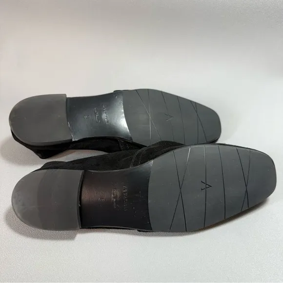 Aquatalia Revy Black Dress Suede Slip-On Flat Loafers