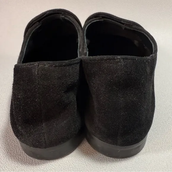 Aquatalia Revy Black Dress Suede Slip-On Flat Loafers