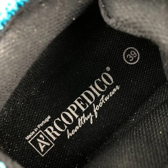 Arcopedico NWOT Women's Size 39 (8-8.5) LS Turquoise Blue Knit Lace-Up Shoes