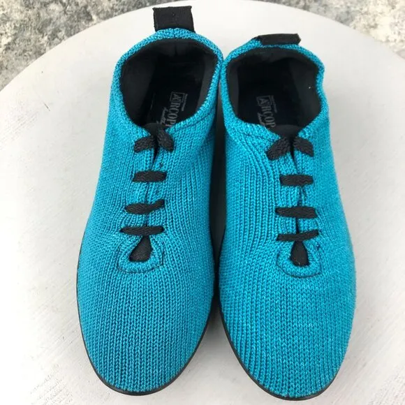 Arcopedico NWOT Women's Size 39 (8-8.5) LS Turquoise Blue Knit Lace-Up Shoes