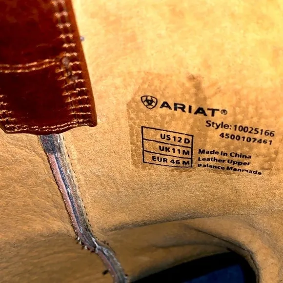 Ariat 12D Plano Western Boots Lightweight Square Toe