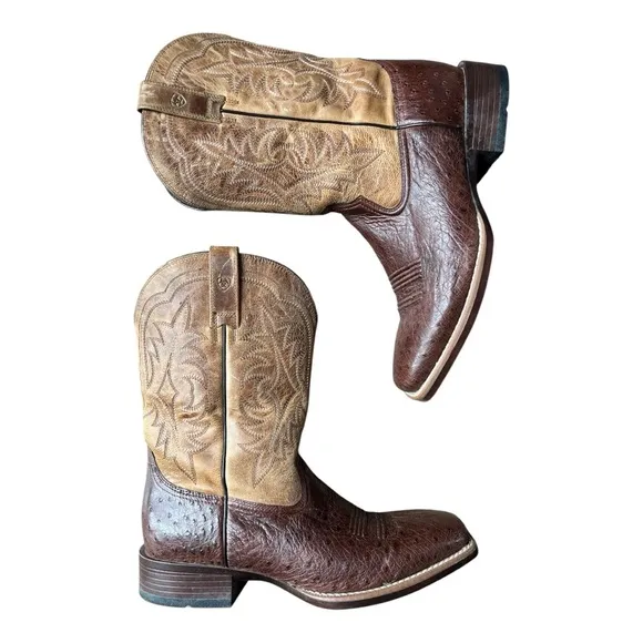 Ariat Men’s Night Life Ultra Ostrich Western Square Toe Boots Antique Tabac, 12