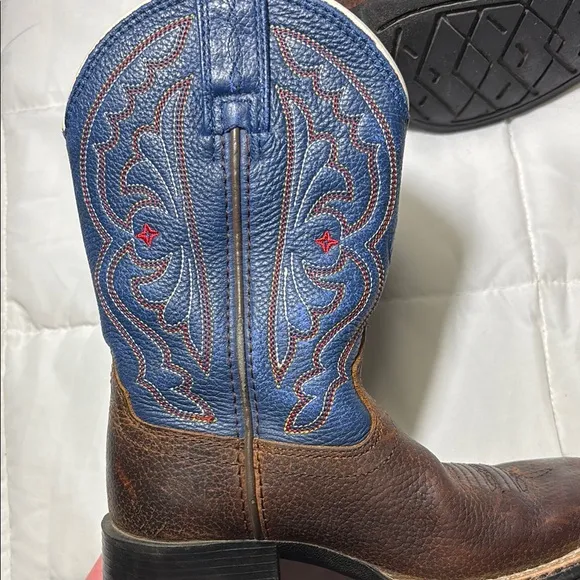 Ariat Quickdraw Western Boot Blue and Brown Leather Cowboy Boots