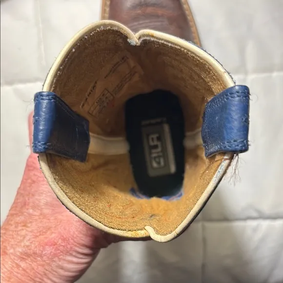 Ariat Quickdraw Western Boot Blue and Brown Leather Cowboy Boots