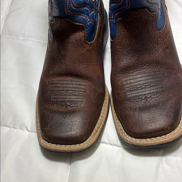 Ariat Quickdraw Western Boot Blue and Brown Leather Cowboy Boots