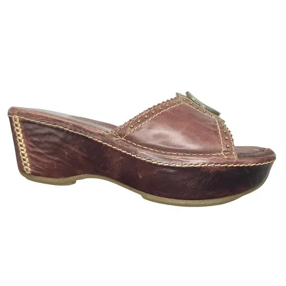 Ariat | Women | Casey Leather Wedge Platform Horseshoe Slides | US 8 B