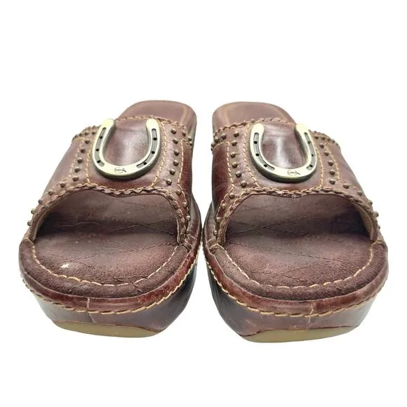 Ariat | Women | Casey Leather Wedge Platform Horseshoe Slides | US 8 B