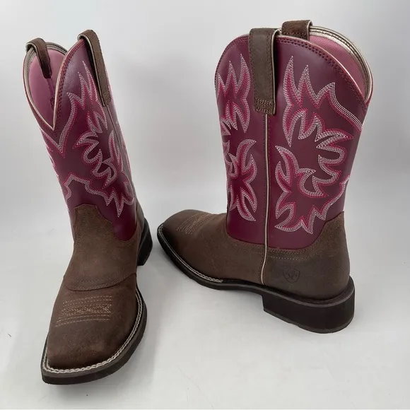 Ariat Women’s Delilah-SZ 7.5B -Java/Burgundy 10” Western Cowgirl Boots