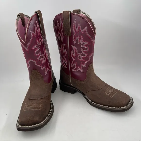 Ariat Women’s Delilah-SZ 7.5B -Java/Burgundy 10” Western Cowgirl Boots
