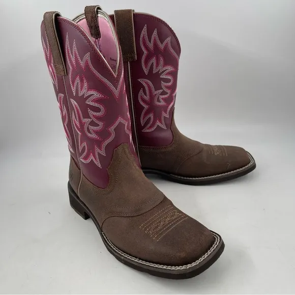Ariat Women’s Delilah-SZ 7.5B -Java/Burgundy 10” Western Cowgirl Boots