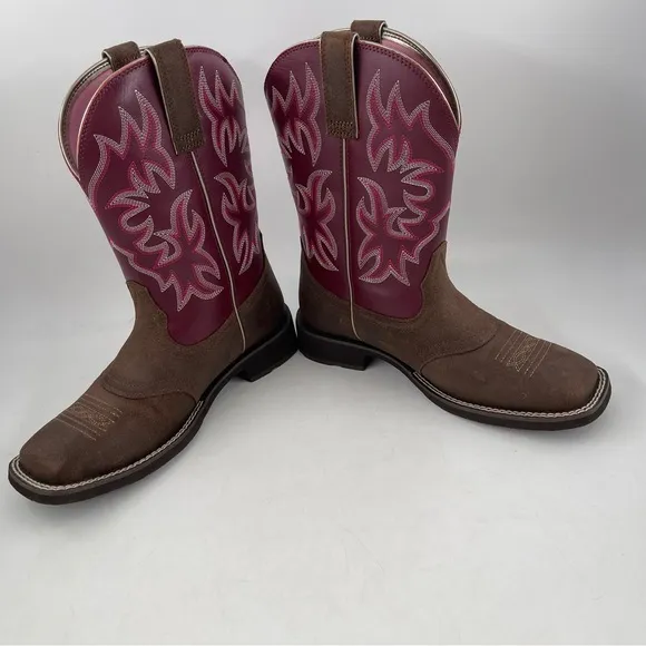 Ariat Women’s Delilah-SZ 7.5B -Java/Burgundy 10” Western Cowgirl Boots