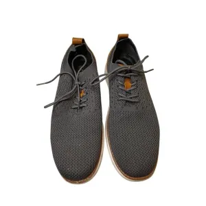 Athlefit Mens Casual Knit Sneakers Size 9 Gray &amp; Brown With Faux Leather Accent