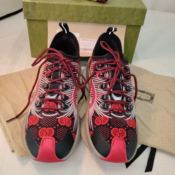 Authentic GUCCI Men's GG Technical Knit Runner Sneakers