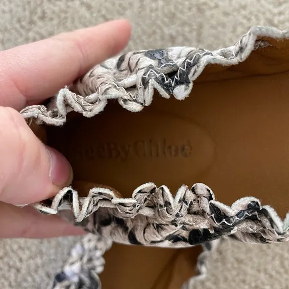 Authentic See by Chloe Jane python snake embossed ballet flats black white boho