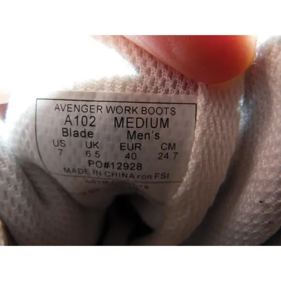 Avenger Work Boots Mens 7 Blue Slip Resistant Steel Toe High‎ Top NWOT