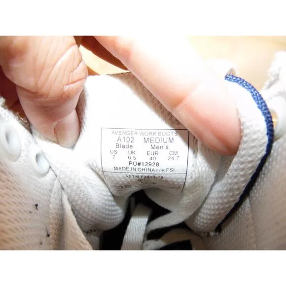 Avenger Work Boots Mens 7 Blue Slip Resistant Steel Toe High‎ Top NWOT