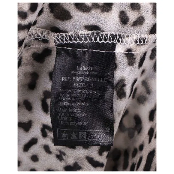 Ba&amp;Sh Leopard Print Mini Dress in Brown Viscose