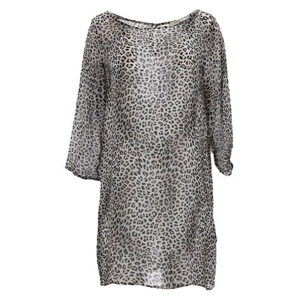 Ba&amp;Sh Leopard Print Mini Dress in Brown Viscose