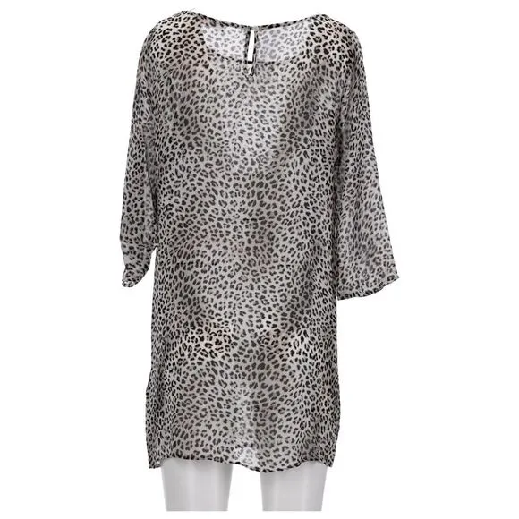 Ba&amp;Sh Leopard Print Mini Dress in Brown Viscose