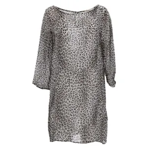 Ba&amp;Sh Leopard Print Mini Dress in Brown Viscose