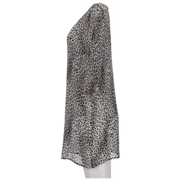 Ba&amp;Sh Leopard Print Mini Dress in Brown Viscose