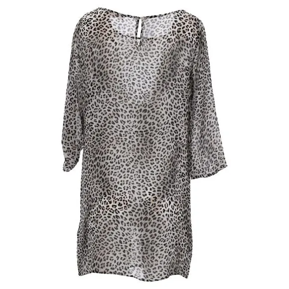 Ba&amp;Sh Leopard Print Mini Dress in Brown Viscose