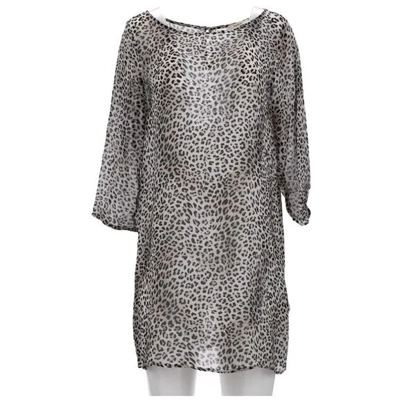 Ba&amp;Sh Leopard Print Mini Dress in Brown Viscose