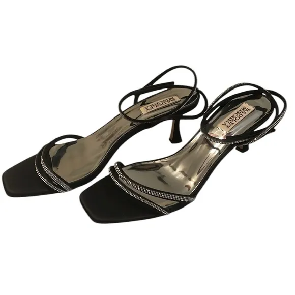 BADGLEY MISCHKA | Women’s Black Ultra Metallic Ankle Grip Sandals Size 9