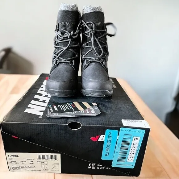 Baffin Eldora Waterproof Mid Calf Winter Black Lined Boots Women’s Size 7 New