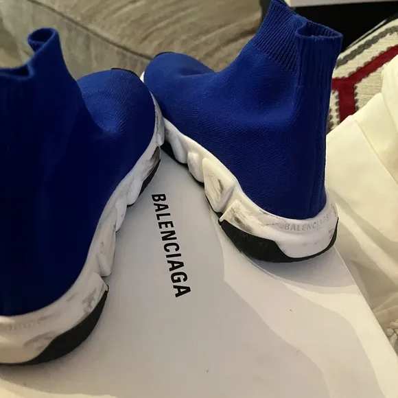 Balenciaga Blue and White Sock Sneakers