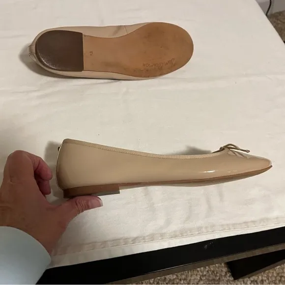Ballet Flats w/Bow SAM EDELMAN Shoes Women’s Size 8.5M Tan Finley Patent Leather