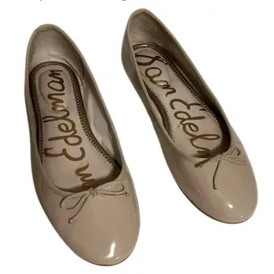 Ballet Flats w/Bow SAM EDELMAN Shoes Women’s Size 8.5M Tan Finley Patent Leather