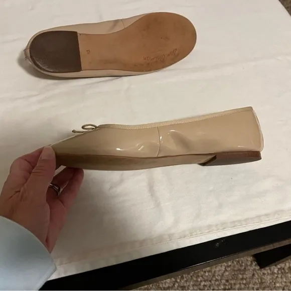 Ballet Flats w/Bow SAM EDELMAN Shoes Women’s Size 8.5M Tan Finley Patent Leather