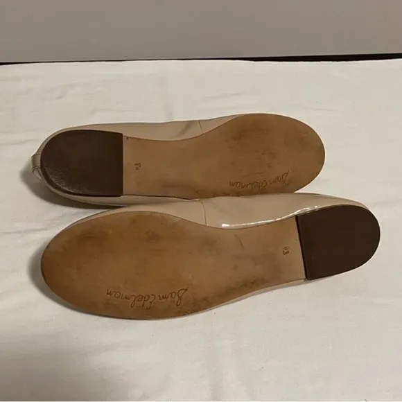 Ballet Flats w/Bow SAM EDELMAN Shoes Women’s Size 8.5M Tan Finley Patent Leather