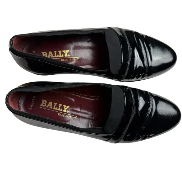 Bally Banner Shoes Black SZ 9 M Mens Patent Leather Formal Tuxedo Dressy Preppy