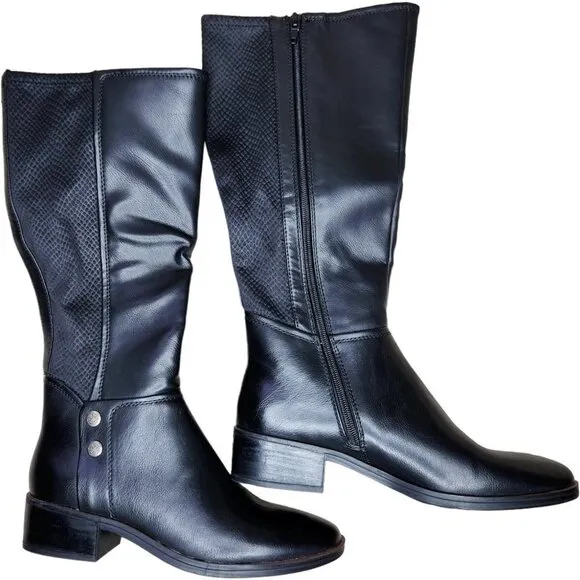 Baretraps  Womens Size 6 Madelyn Black Tall Riding Boots Cushioned Insole