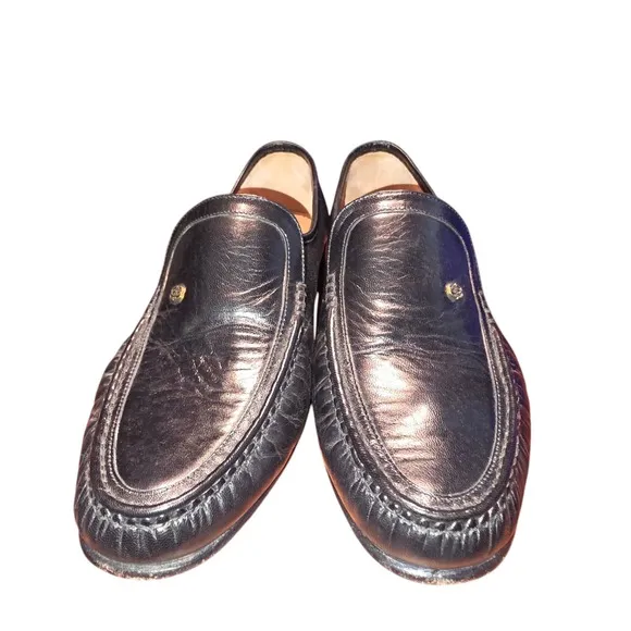 Barker BLACK Leather Valencia Moccasin Loafer Dress Formal Shoes Size 8