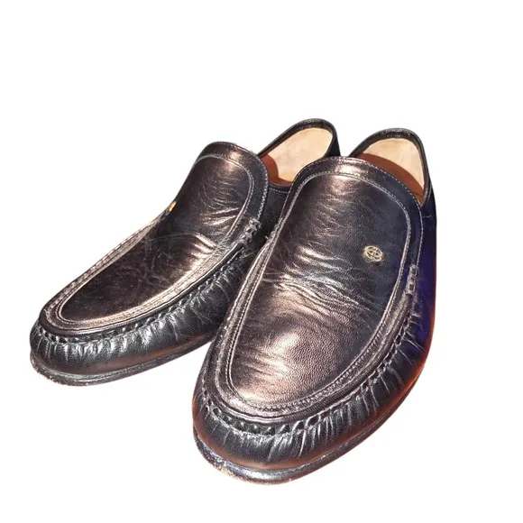 Barker BLACK Leather Valencia Moccasin Loafer Dress Formal Shoes Size 8