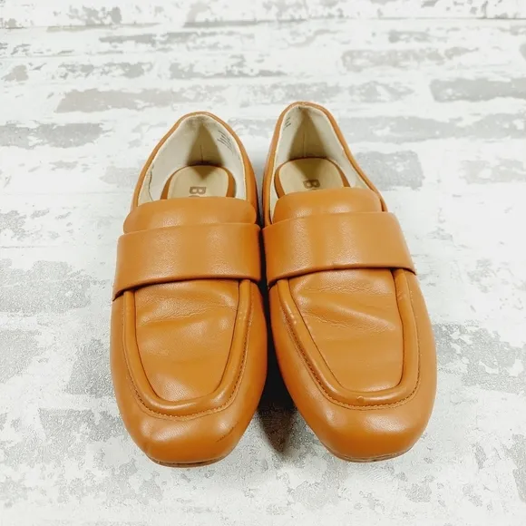BC Born in California Faux Leather Square Toe Slip On Tan Flats A383