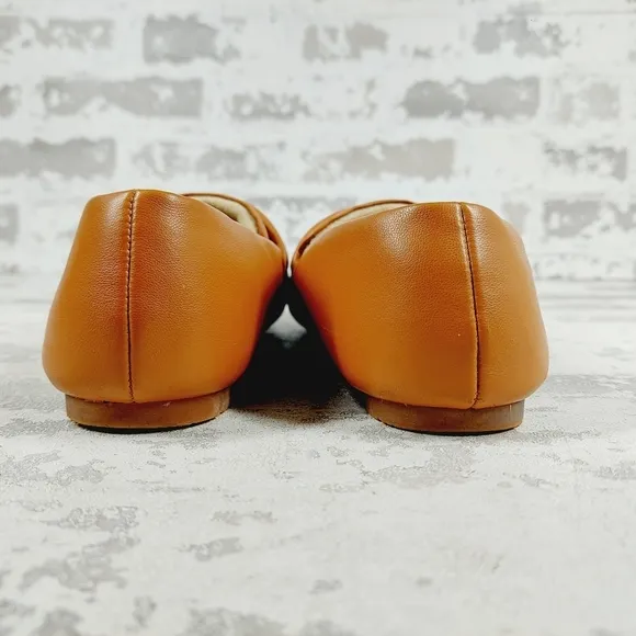 BC Born in California Faux Leather Square Toe Slip On Tan Flats A383