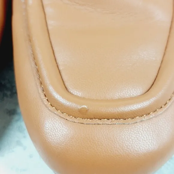 BC Born in California Faux Leather Square Toe Slip On Tan Flats A383