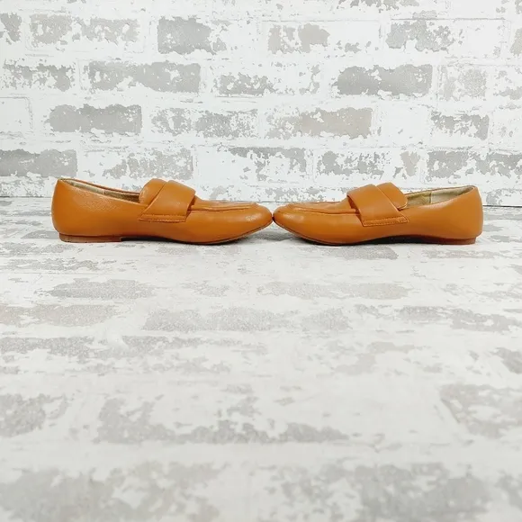 BC Born in California Faux Leather Square Toe Slip On Tan Flats A383