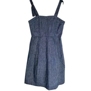 BCBGeneration Denim Pinstripe Mini Apron Overall Mini Dress - Size US 4
