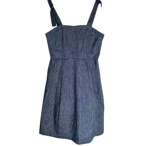 BCBGeneration Denim Pinstripe Mini Apron Overall Mini Dress - Size US 4