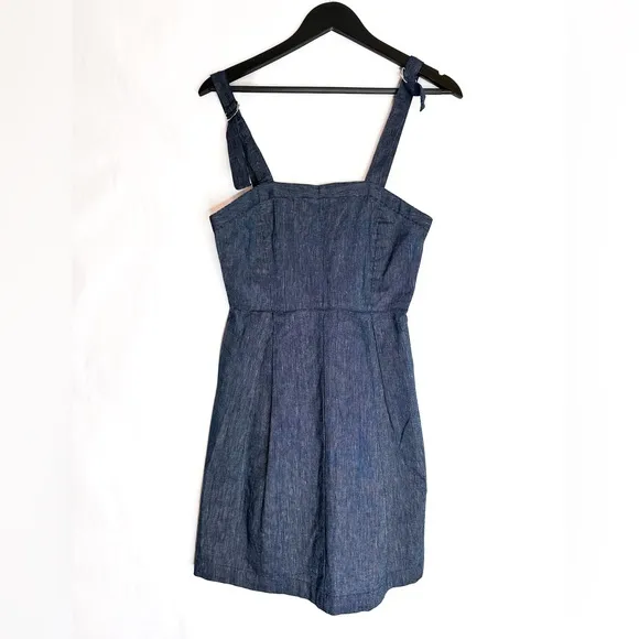 BCBGeneration Denim Pinstripe Mini Apron Overall Mini Dress - Size US 4