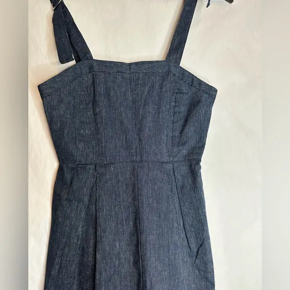 BCBGeneration Denim Pinstripe Mini Apron Overall Mini Dress - Size US 4