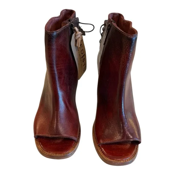Bed Stu Angelique II Lace Back Leather Heeled Rustic Ankle Boots NEW Size 10